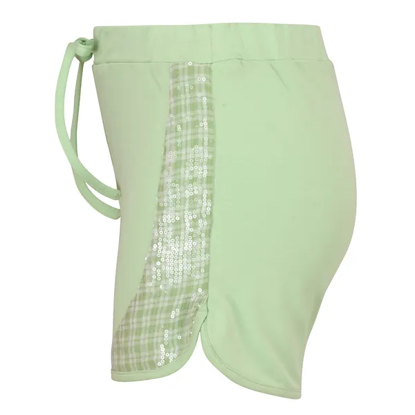 Cutecumber_Girls_Green_Cotton_Knit_Shorts_with_Drawstring_Closure_�_Checkered_Side_Panels,_Sequin_Trim,_Summer_Activewear_for_Kids_&_Baby_Girls_(Age_1�15_Years)