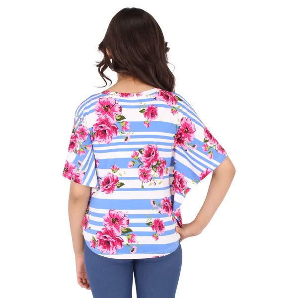 Cutecumber_Girls_Cotton_Knit_Striped_&_Floral_Printed_Blue_Top.