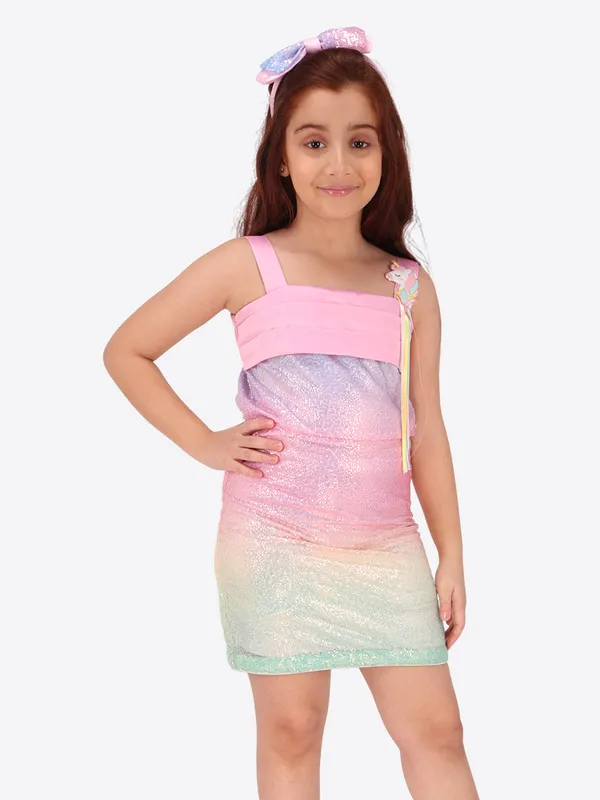 Pink_Sequined_Color-Blocked_Shift_Dress