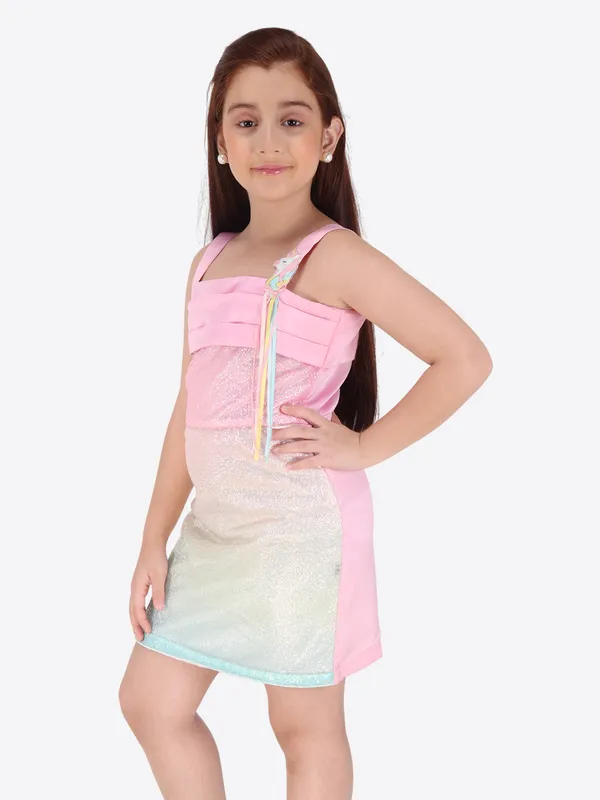 Pink_Sequined_Color-Blocked_Shift_Dress