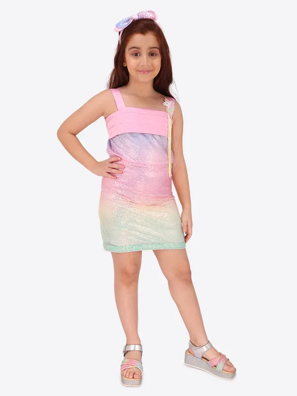 Pink_Sequined_Color-Blocked_Shift_Dress