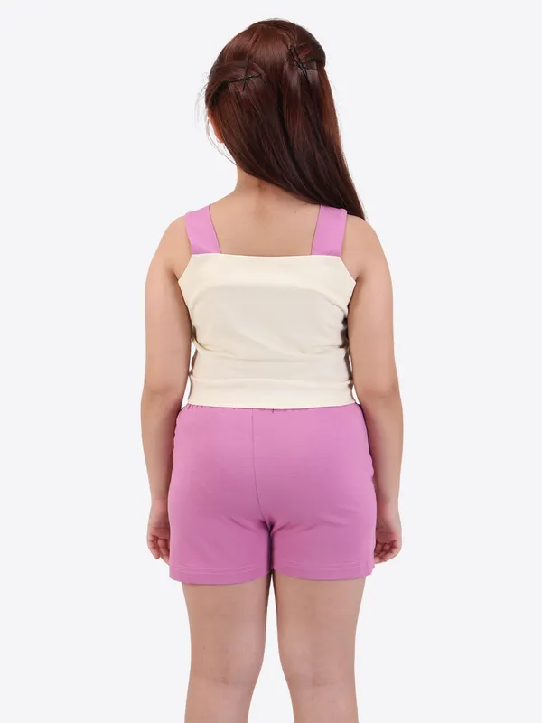 Girls'_Purple_&_Cream_Top_and_Shorts_Set