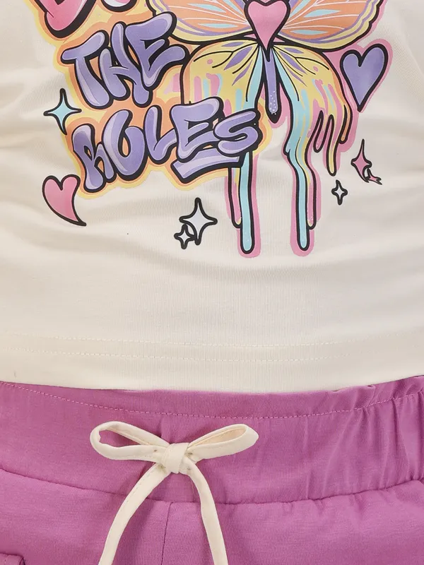 Girls'_Purple_&_Cream_Top_and_Shorts_Set