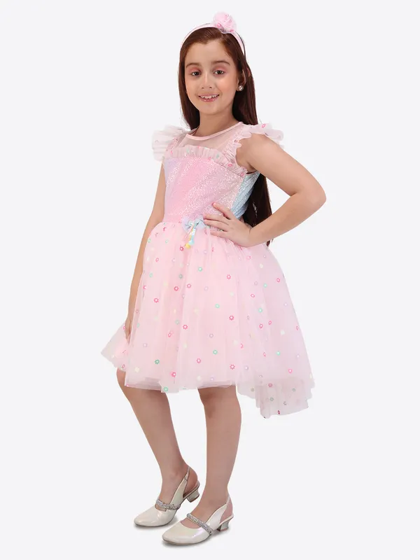 Pink_Embellished_Fit_&_Flare_Dress_for_Girls_with_Hairband