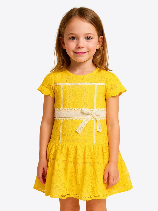 Girls'_Yellow_Lace_Fit_&_Flare_Dress_with_Bow