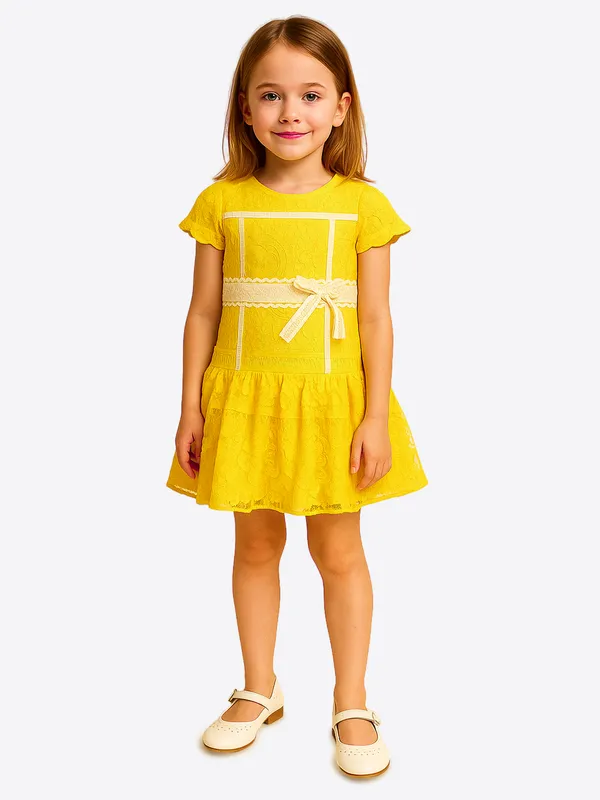 Girls'_Yellow_Lace_Fit_&_Flare_Dress_with_Bow