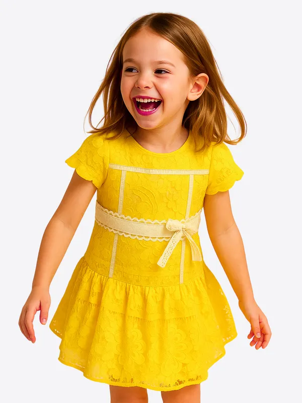 Girls'_Yellow_Lace_Fit_&_Flare_Dress_with_Bow