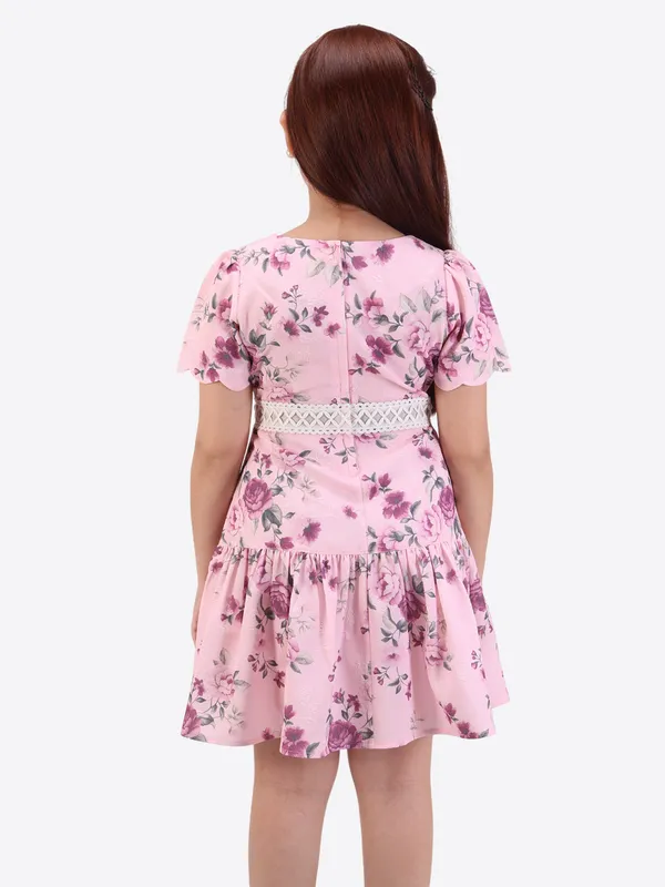 Girls'_Pink_Fit_&_Flare_Dress_with_Lace_Bow