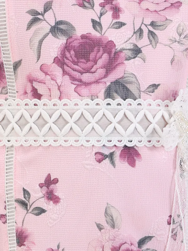 Girls'_Pink_Fit_&_Flare_Dress_with_Lace_Bow