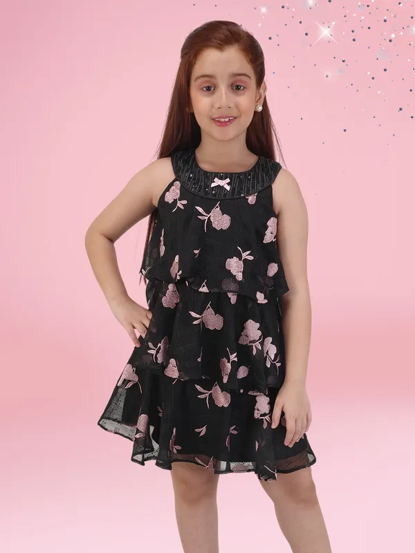 Black_Floral_Printed_A-Line_Dress_for_Girls