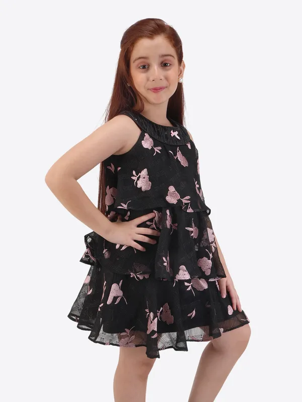 Black_Floral_Printed_A-Line_Dress_for_Girls