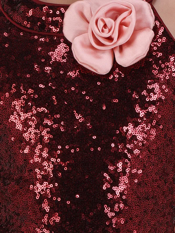 Maroon_Sequined_Sleeveless_Shift_Dress,_designed_for_girls.