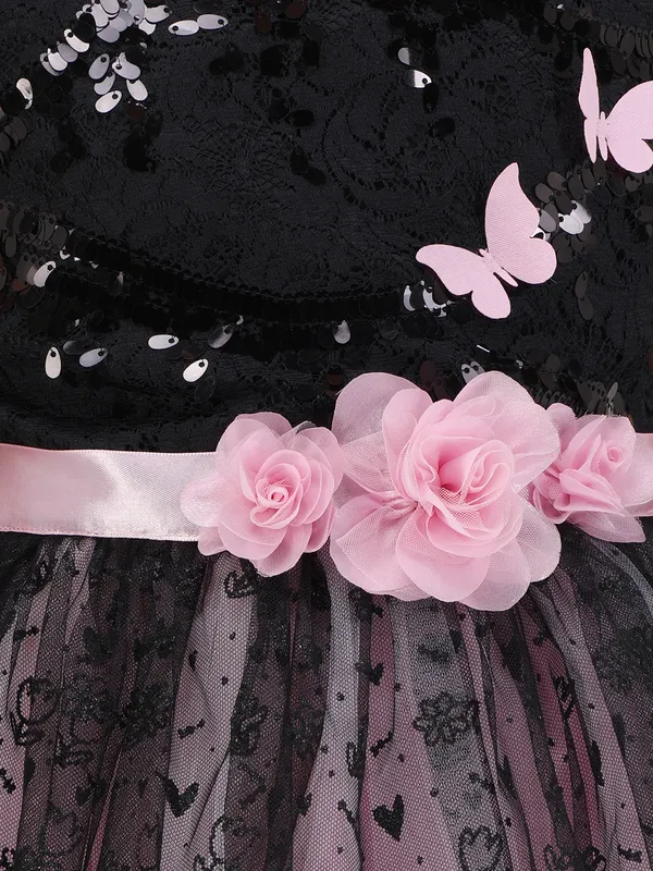 Black_and_Pink_Fit-and-Flare_Sequin_Dress_for_Girls