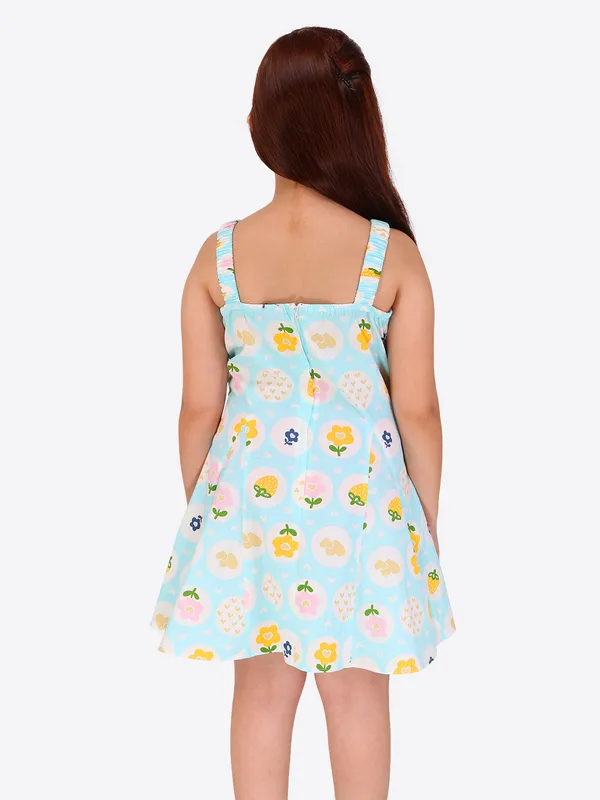 Aqua_Striped_Cotton_Fit_&_Flare_Summer_Dress_for_Girls