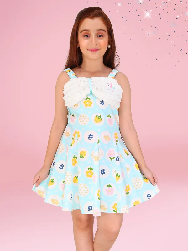 Aqua_Striped_Cotton_Fit_&_Flare_Summer_Dress_for_Girls