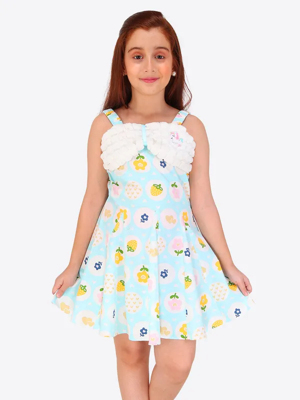 Aqua_Striped_Cotton_Fit_&_Flare_Summer_Dress_for_Girls