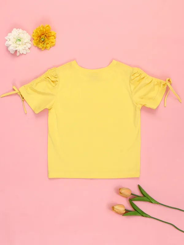 Girls_Yellow_Graphic_T-Shirt_with_Cartoon_Bunny_Print,_Soft_Knit_Casual_Top