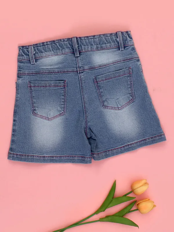 Cutecumber_Girls_Blue_Denim_Shorts_with_Polka_Dot_Bow_Belt_Embroidered_Rose_Patch_Casual_Summer_Stylish_Kids_Shorts_with_Button_Zip_Closure_for_Baby_Girls_&_Kids_Age_1-15_Yrs