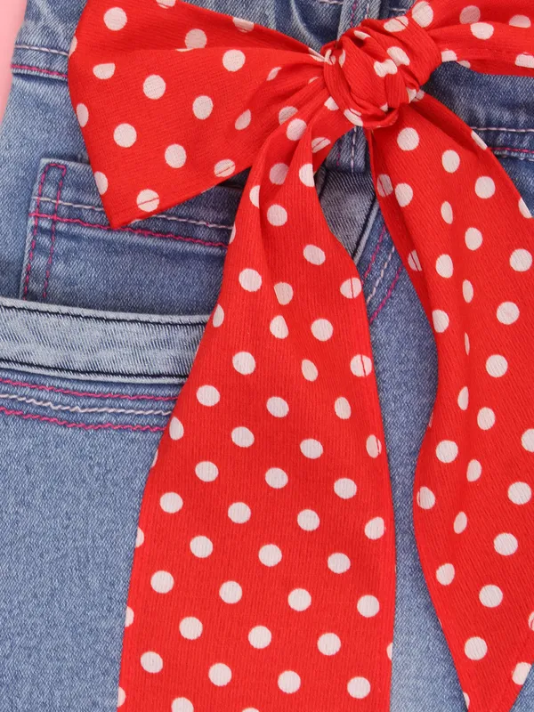 Cutecumber_Girls_Blue_Denim_Shorts_with_Polka_Dot_Bow_Belt_Embroidered_Rose_Patch_Casual_Summer_Stylish_Kids_Shorts_with_Button_Zip_Closure_for_Baby_Girls_&_Kids_Age_1-15_Yrs
