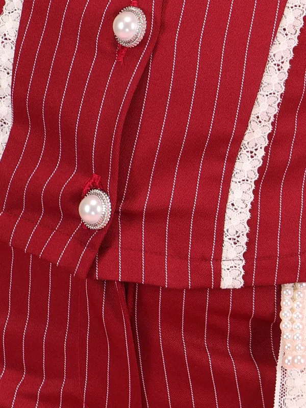 Cutecumber_Girls_Red_Striped_Summer_wear_Two_Piece_Clothing_Set_Polyester_Fabric_Zip_Closure_Sleeveless_V_Neck_Top_with_Straight_Fit_Pants_Plain_Cuff_Stylish_for_Baby_Girls_&_Kids_1-15_Yrs