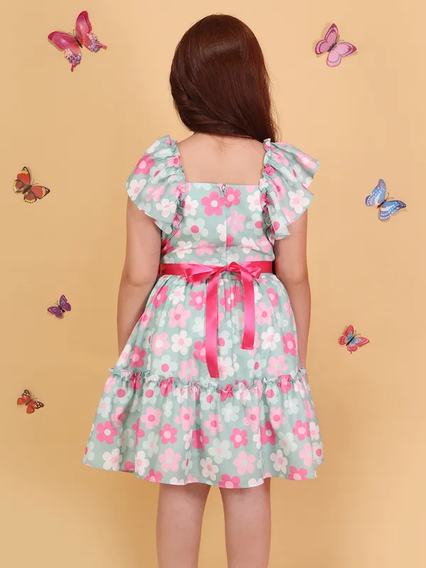 Girls_Blue_Fit_Flare_Knee_Length_Dress_with_Scarf_Printed_Cotton_Party_&_Casual_Wear