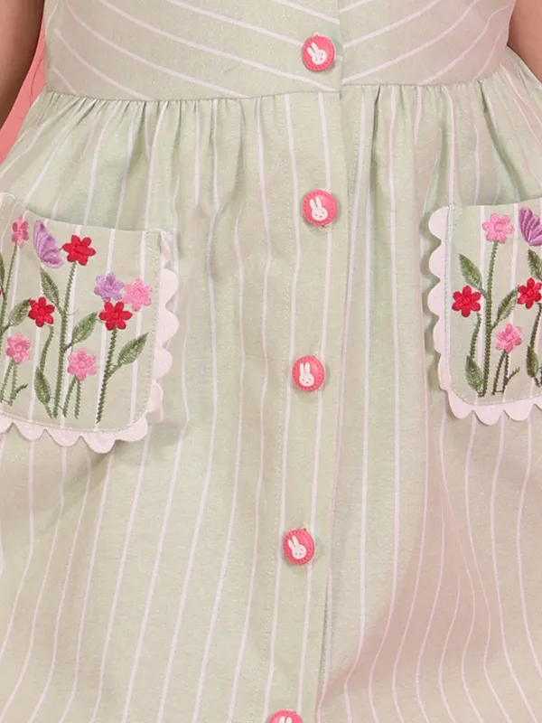 Girls_Green_Floral_Embellished_Printed_Cotton_Fit_&_Flare_Dress,_Summer_Casual_Dress