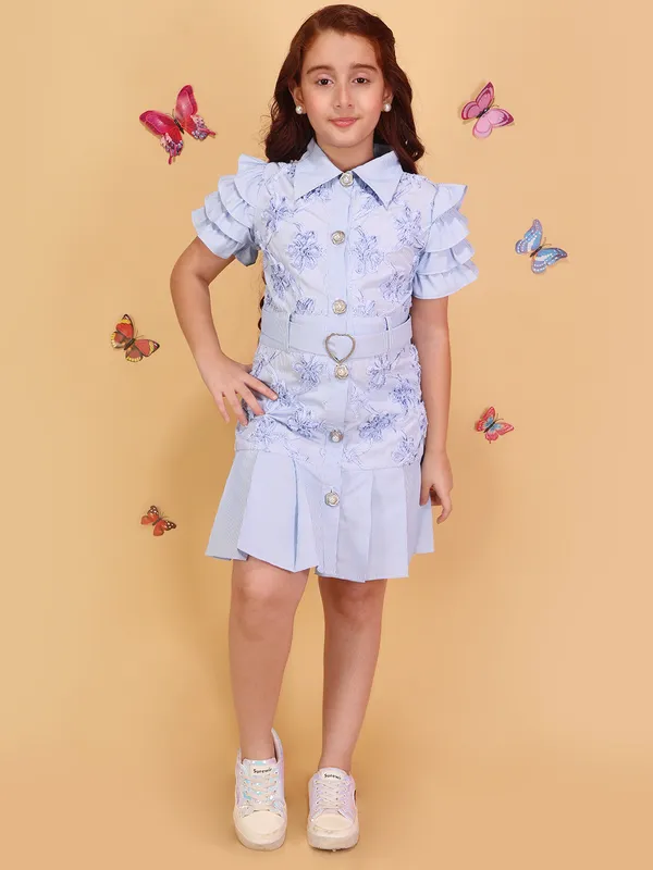 Girls_Blue_Layered_Knee_Length_Dress_Applique_Patched_Party_Wear