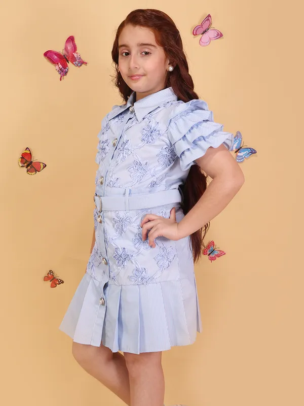 Girls_Blue_Layered_Knee_Length_Dress_Applique_Patched_Party_Wear