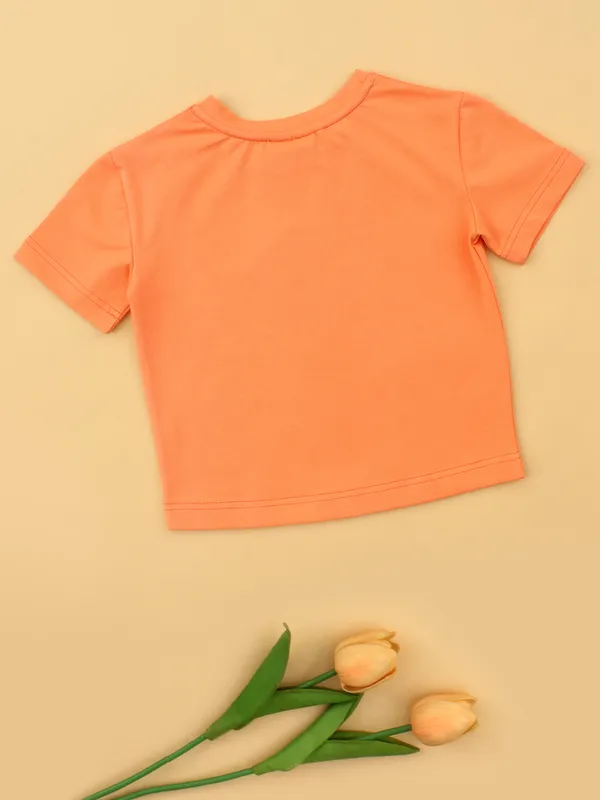 Girls_Orange_Floral_Printed_Breathable_Cotton_Top_Fancy_Applique_Patch