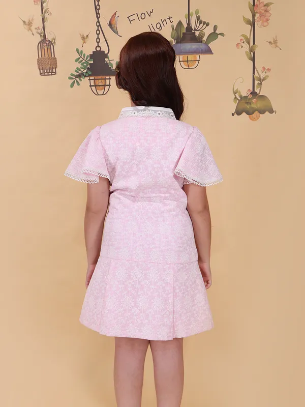 Girls_Pink_Fit_&_Flare_Dress_Floral_Embellished_Cotton_Knit_Party_Outfit_Dress