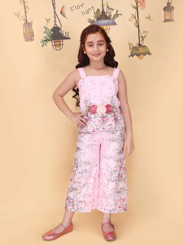 Girls_Pink_Coord_Set_Shoulder_Strap_Top_Printed_Lace_Palazzo_Outfit_Pull_On_Closure