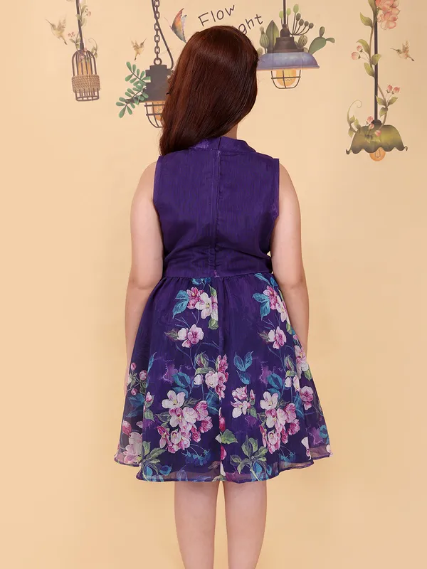 Girls_Purple_Fit_Flare_Knee_Length_Dress_Round_Neck_Sleeveless_Printed_Georgette