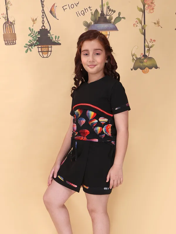 Girls_Pink_Knee_Length_Clothing_Set_Round_Neck_Short_Sleeve_Printed_Knit_Partywear