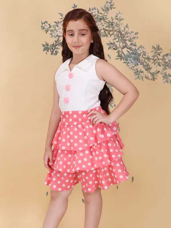Girls_Pink_Polka_Dot_Fit_And_Flare_Knee_Length_Dress_V_Neck_Sleeveless_Party_Outfit