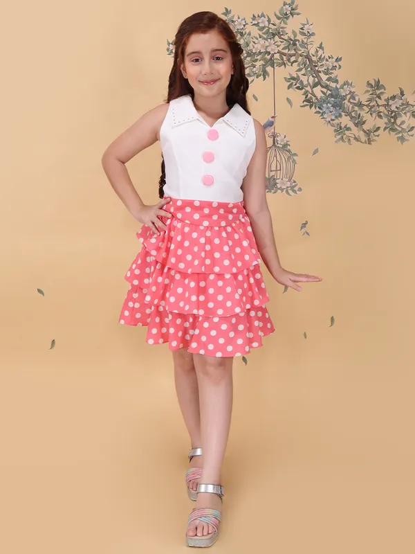Girls_Pink_Polka_Dot_Fit_And_Flare_Knee_Length_Dress_V_Neck_Sleeveless_Party_Outfit