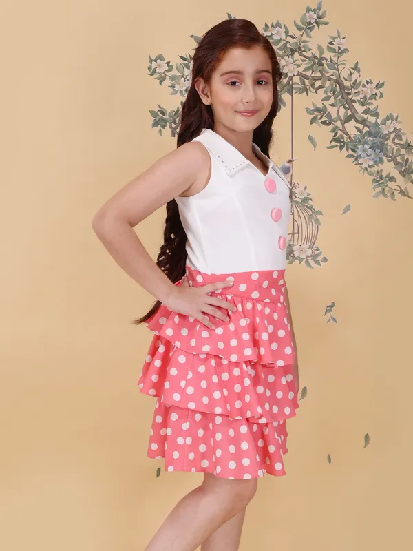 Girls_Pink_Polka_Dot_Fit_And_Flare_Knee_Length_Dress_V_Neck_Sleeveless_Party_Outfit