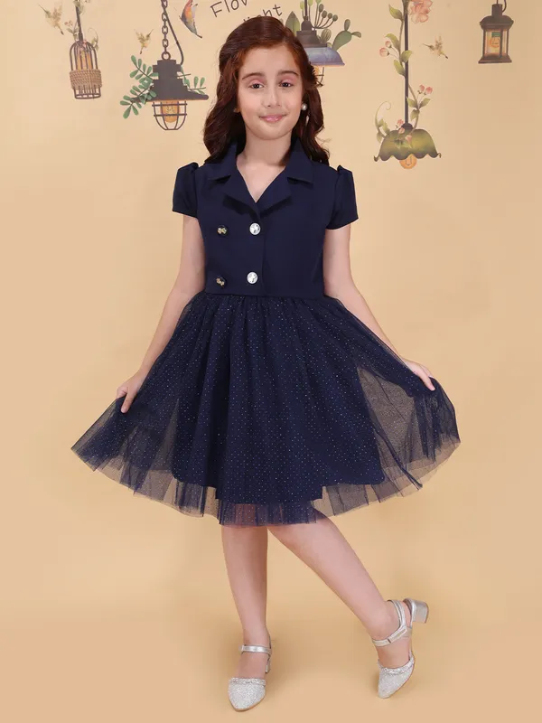 Girls_Red_Fit_And_Flare_Knee_Length_Dress_V_Neck_Short_Sleeve_Party_Dress