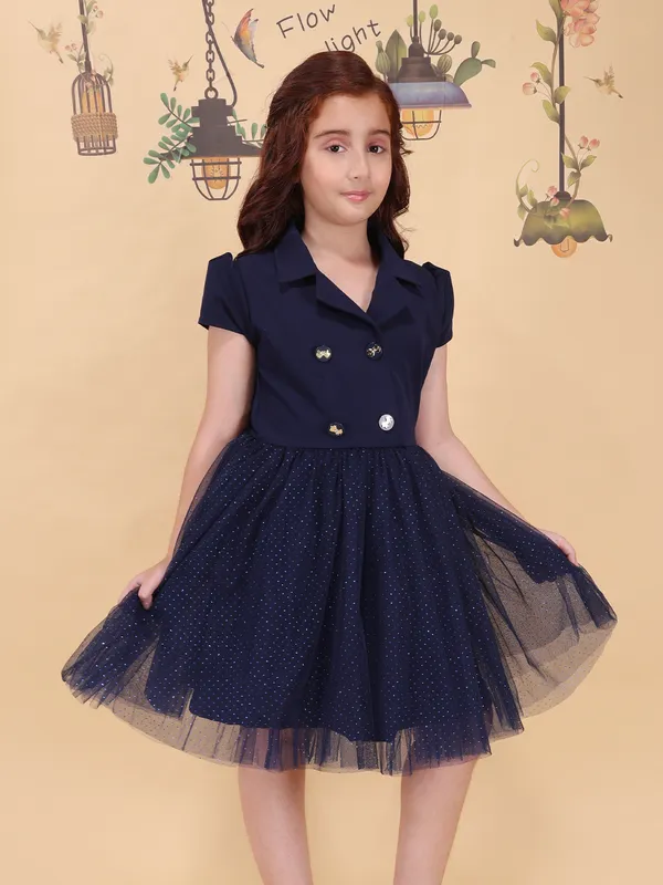 Girls_Red_Fit_And_Flare_Knee_Length_Dress_V_Neck_Short_Sleeve_Party_Dress