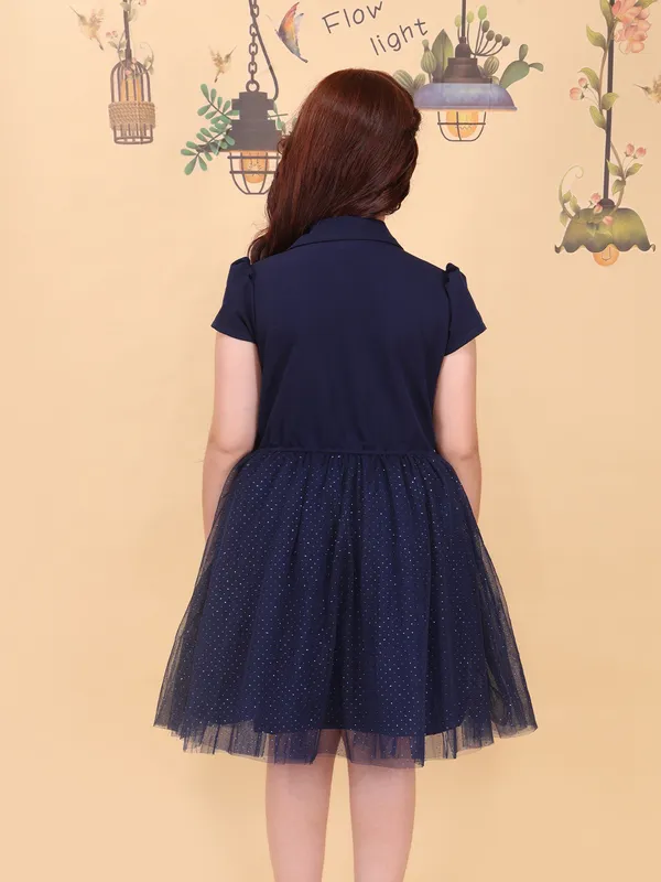 Girls_Red_Fit_And_Flare_Knee_Length_Dress_V_Neck_Short_Sleeve_Party_Dress