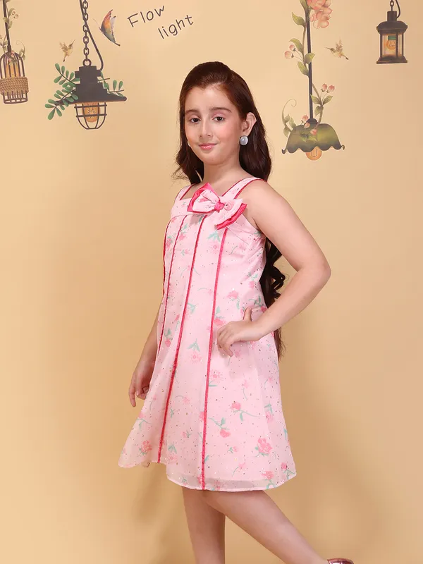 Cutecumber_Girls_CORALPINK_Fit_and_Flare_Knee_Length_Dress_Shoulder_Strap_Sleeveless_Georgette_Party_Outfit_Zip_Closure_Printed_Casual_Birthday_for_Baby_Girls_&_Kids_Age_1-15_Yrs