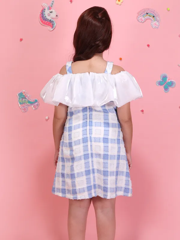 Cutecumber_Girls_Blue_White_Checked_Fit_&_Flare_Dress_with_Organza_Frill_Neck_Cotton_Party_Casual_Birthday_Stylish_Summer_Outfit_for_Baby_Girls_&_Kids_Age_1-15_Yrs