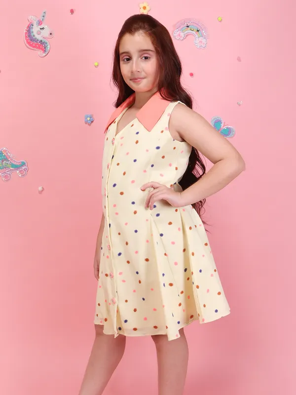 Cutecumber_Girls_Yellow_Polka_Dot_Printed_A-Line_Dress_Sleeveless_Georgette_Casual_Party_Casual_Outfit_with_Collar_Neck_Zip_Closure_Stylish_Summer_Dress_for_Baby_Girls_&_Kids_Age_1-15_Yrs