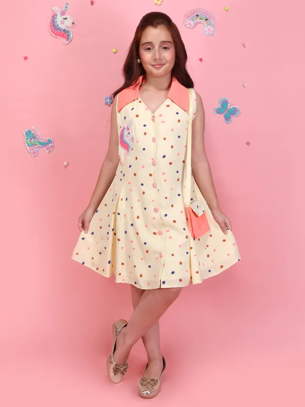 Cutecumber_Girls_Yellow_Polka_Dot_Printed_A-Line_Dress_Sleeveless_Georgette_Casual_Party_Casual_Outfit_with_Collar_Neck_Zip_Closure_Stylish_Summer_Dress_for_Baby_Girls_&_Kids_Age_1-15_Yrs