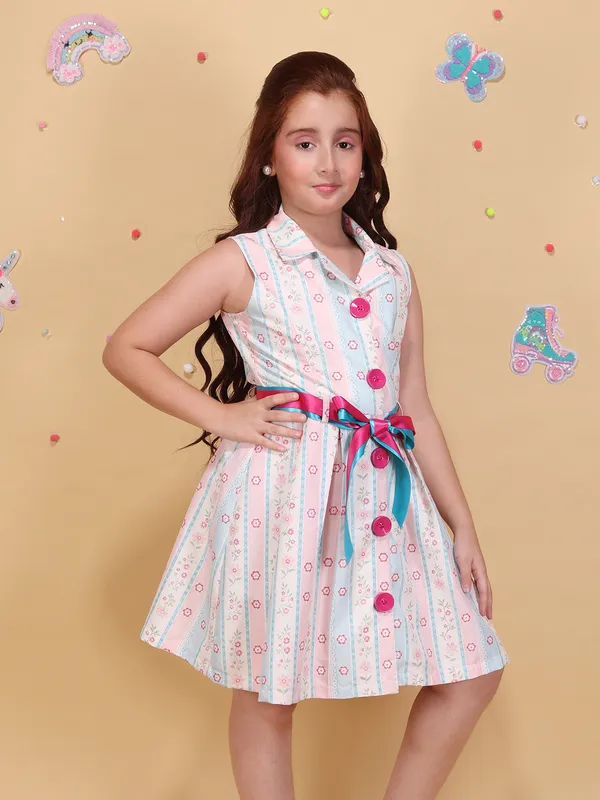 Cutecumber_Girls_Multicolor_Floral_Striped_Fit_&_Flare_Dress_Sleeveless_Cotton_Casual_Party,_Birthday_Outfit_with_Shirt_Collar_Button_Closure_Stylish_Summer_Frock_for_Baby_Girls_&_Kids_Age_1-15_Yrs