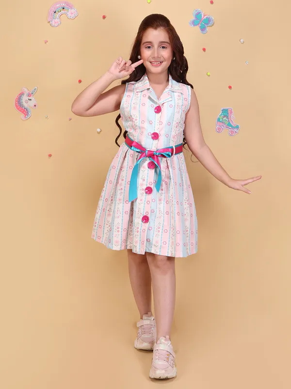 Cutecumber_Girls_Multicolor_Floral_Striped_Fit_&_Flare_Dress_Sleeveless_Cotton_Casual_Party,_Birthday_Outfit_with_Shirt_Collar_Button_Closure_Stylish_Summer_Frock_for_Baby_Girls_&_Kids_Age_1-15_Yrs