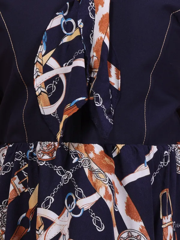 Cutecumber_Girls_Navy_Printed_Fit_&_Flare_Dress_Peter_Pan_Collar_Cotton_Party,_Birthday_Outfit_with_Cap_Sleeves_Zip_Closure_Stylish_Casual_Frock_for_Baby_Girls_&_Kids_Age_1-15_Yrs