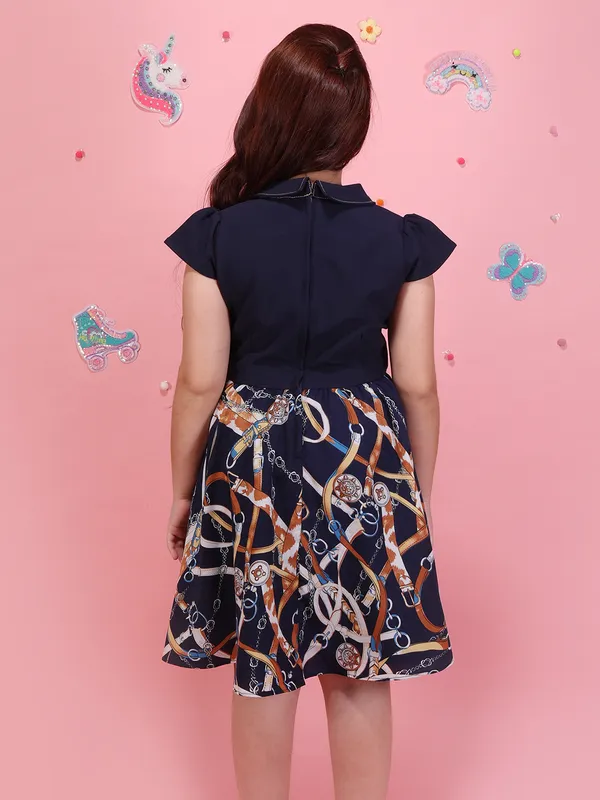 Cutecumber_Girls_Navy_Printed_Fit_&_Flare_Dress_Peter_Pan_Collar_Cotton_Party,_Birthday_Outfit_with_Cap_Sleeves_Zip_Closure_Stylish_Casual_Frock_for_Baby_Girls_&_Kids_Age_1-15_Yrs