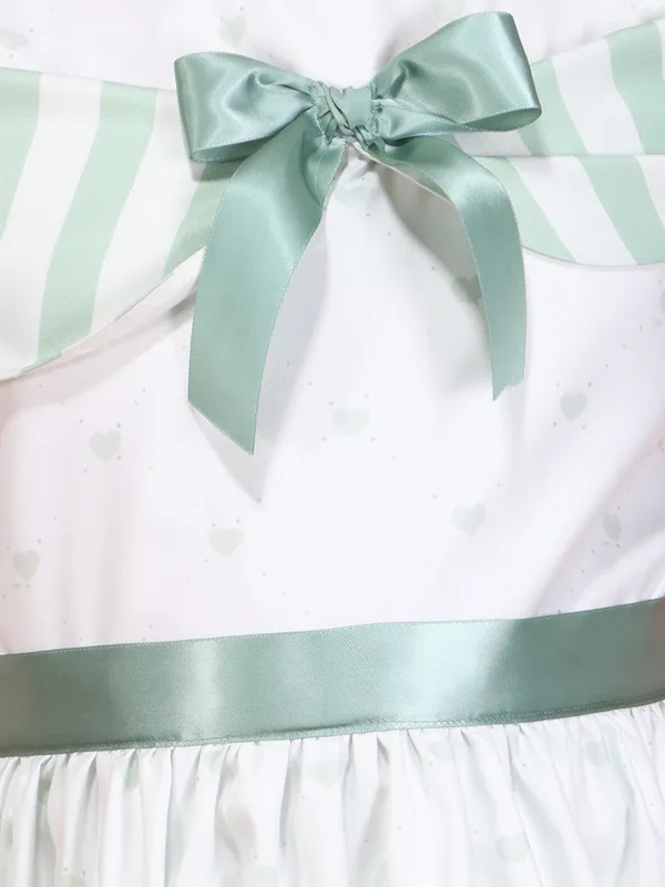 Cutecumber_Girls_White_Green_Fit_&_Flare_Dress_with_Striped_Cold_Shoulder_Sleeves_Bow_Detail_Printed_Cotton_Party_Casual_Outfit_for_Baby_Girls_&_Kids_Age_1-15_Yrs