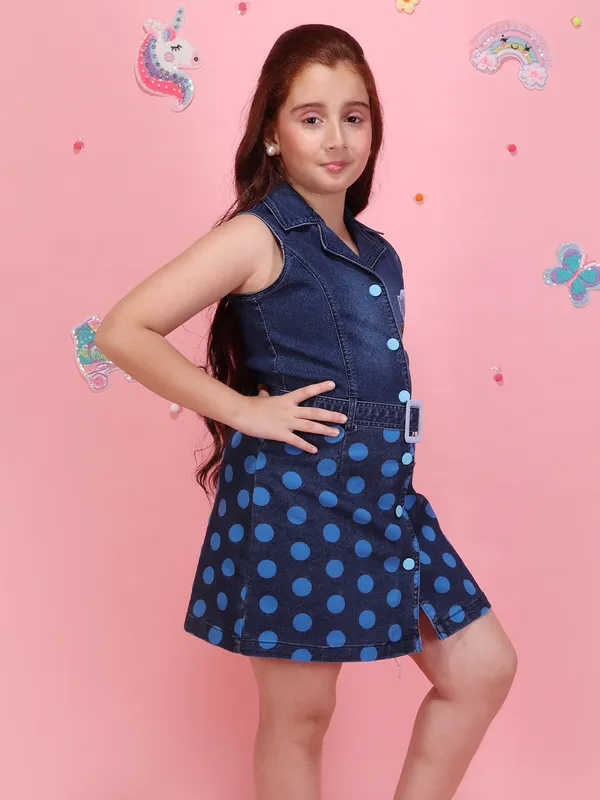 Cutecumber_Girls_Blue_Denim_Fit_&_Flare_Dress_Sleeveless_Polka_Dot_Party_Birthday_Outfit_with_Collar_Neck_Button_Closure_Stylish_Casual_Dress_for_Baby_Girls_&_Kids_Age_1-15_Yrs