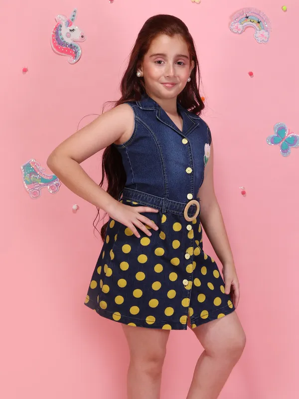 Cutecumber_Girls_Blue_Polka_Dot_Denim_Dress_Sleeveless_Casual_Party_Casual_Birthday_Outfit_with_Collar_Neck_Button_Closure_Stylish_Western_Dress_for_Baby_Girls_&_Kids_Age_1-15_Yrs